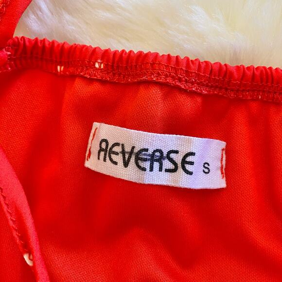 Reverse Red Polka Dot Button Up Mini Dress Small - Picture 4 of 8